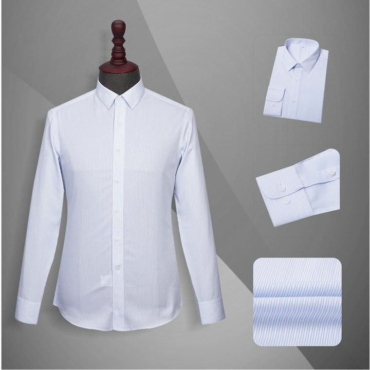 北京衬衣制作厂家,YW015男长袖蓝条纹纯棉衬衫