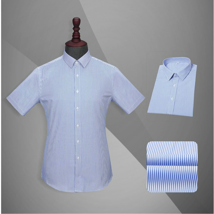 北京衬衣制作工厂,正装衬衫款式,YW018男短袖蓝条